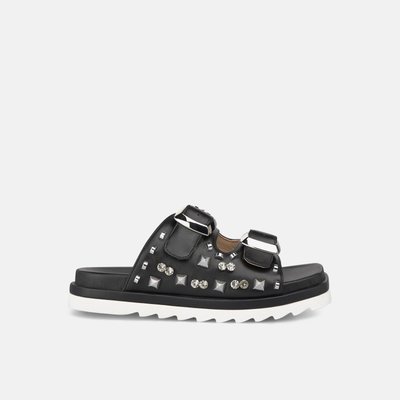 Sandales plates en cuir confort avec boucles et clous ALMA EN PENA