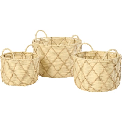 Lot de 3 paniers ronds à anses en papier RECOLLECTION