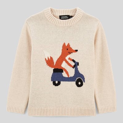 Pull col rond avec motif contient de la laine MONOPRIX