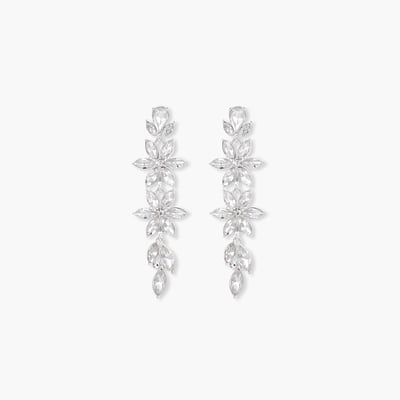 Boucles d'oreilles clips - fleurs pendantes strassées BALABOOSTE