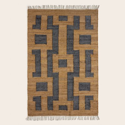 Tapis de sol Imanol  en Tissage graphique de fibres recyclées Marron 60x110 cm MADURA