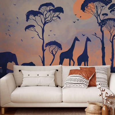 Papier peint panoramique avec désert et animaux africains - 85x260 cm (l x h) LA TOUCHE ORIGINALE