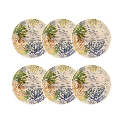Lot de 6 assiettes creuses en grès 20,5cm, CORFOU NOVASTYL
