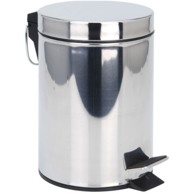 Poubelle ronde à pédale en inox brillant - 3L WADIGA