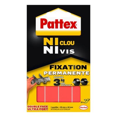 Lot De 10 Pastilles Double Face Ni Clou Ni Vis Ultra Forte PATTEX