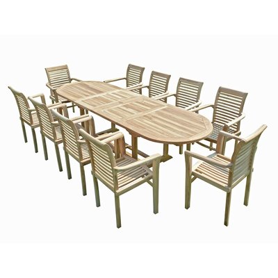 Salon de jardin en teck HENUA 10 fauteuils empilables C ET L JARDIN
