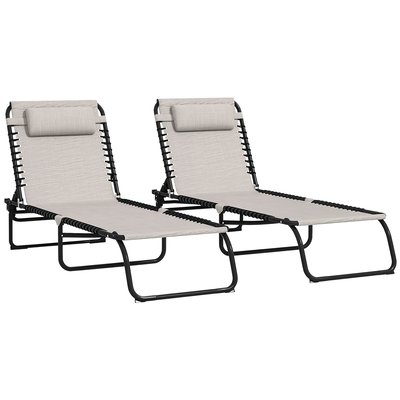 Ensemble de chaises longues Acier Crème OUTSUNNY