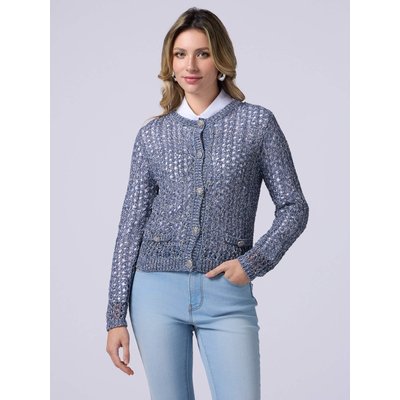 Cardigan réalisé en FIL mélangé coton à mailles larges OLTRE