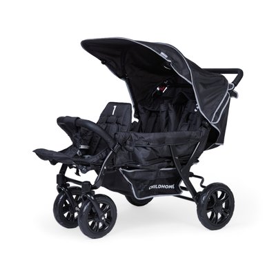Triplette poussette capacité 3 enfants + housse de pluie + pare-soleil CHILDHOME