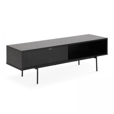 Meuble TV en placage bois style contemporain, LOGAN OVIALA