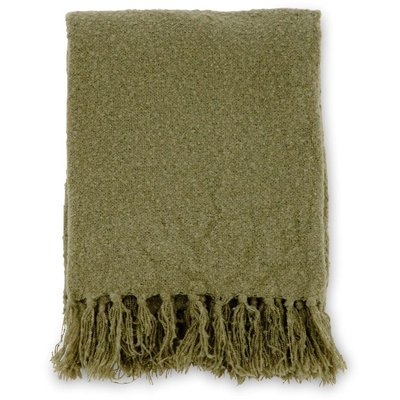 Jeté de canapé en polyester avec pampilles Stanly 170 x 130 cm Vert VENTURE HOME