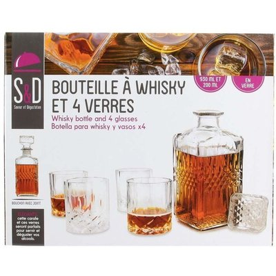 Coffret whisky avec bouteille et 4 verres CMP