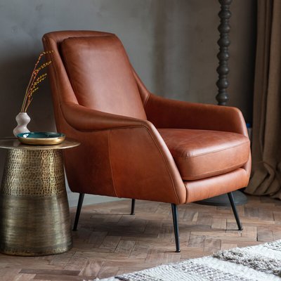 Bodh Retro Leather Armchair SO'HOME