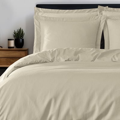 Parure housse de couette rayée satin + 2 taies 65x65 cm VERSALUXE SENSEI MAISON