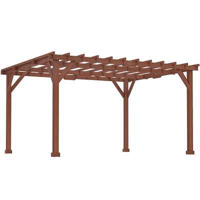 Pergola bois dim. 3,3 x 3,8 m sapin pré-huilé teinte ocre foncé OUTSUNNY