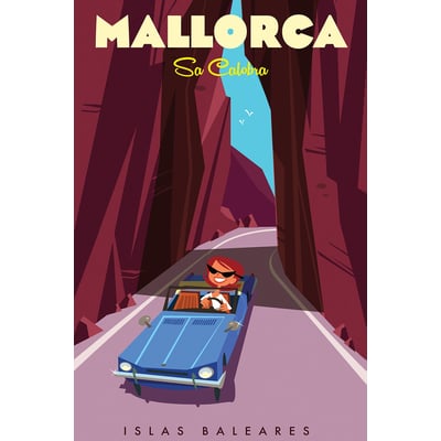 Tableau vintage  mallorca route de sa callobra HEXOA