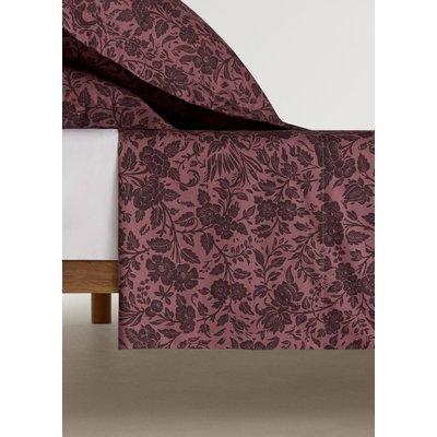 Drap percale de coton imprimé fleuri bicolore lit 90 cm MANGO HOME