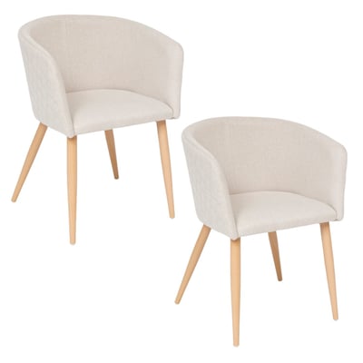 Lot de 2 fauteuils à diner en velours avec pieds clairs MARLO TOILINUX