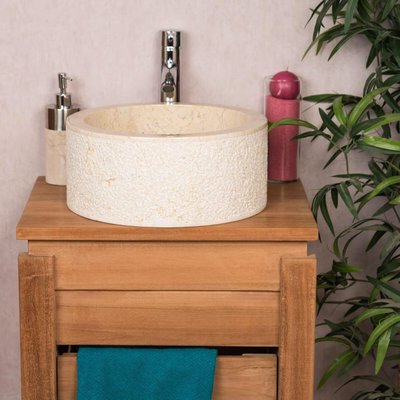 Vasque lave main en marbre ronde 35cm ELBE WANDA COLLECTION
