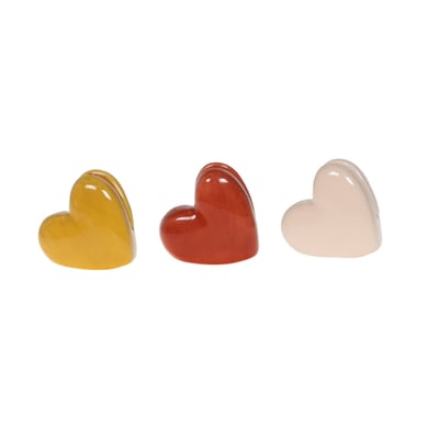 Coffret 3 porte-photos cœur en céramique jaune/rouge/ 6 cm AMADEUS