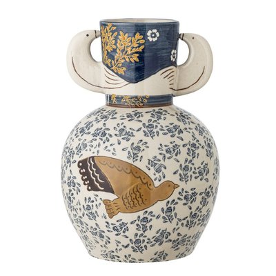 Vase grès peint motif colombes  Hezha BLOOMINGVILLE