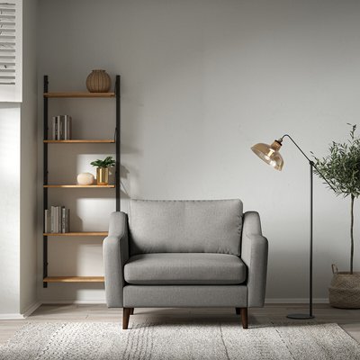 Rosa Curve Soft Brushed Snuggle Chair with Dark Wood Legs SO'HOME