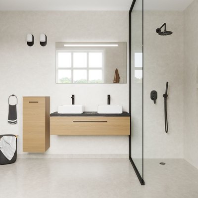 Ensemble 2 vasques posées 1 tiroir + miroir - GLASGOW HOMIFAB