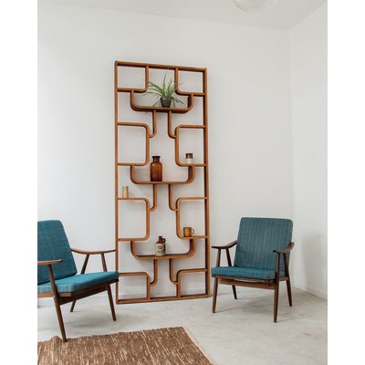 Fauteuil bleu en bois Jakob N°428 - Bon état DEBONGOUT