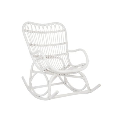 Rocking chair en rotin blanc dossier haut - MIKA HELLIN, DEPUIS 1862