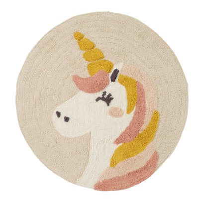 Tapis enfant rond en coton tufté LICORNE GUY LEVASSEUR