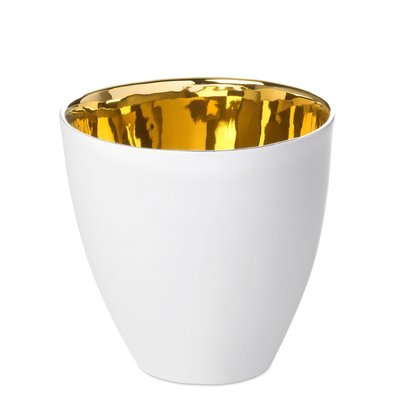 Tasse à Café Assoiffée Porcelaine Blanc Brillant et Or Diam 7 cm TSE ET TSE ASSOCIÉES