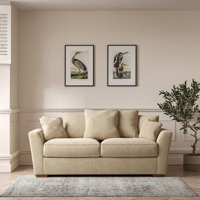 Florence Scatterback Soft Brushed 3 Seater Sofa with Dark Brown Wood Legs SO'HOME