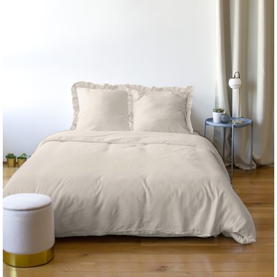 Parure housse de couette microfibre, Falbala Beige C DESIGN HOME TEXTILE