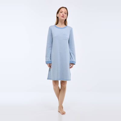 Chemise de nuit à pois et rayures en coton double face BIO MONOPRIX