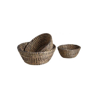 Corbeilles rondes en jonc naturelles et noires (lot de 3) AUBRY GASPARD