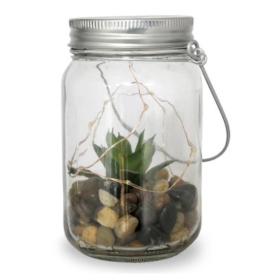 Plante grasse factice cactée en pot de verre ARTIFICIELLES