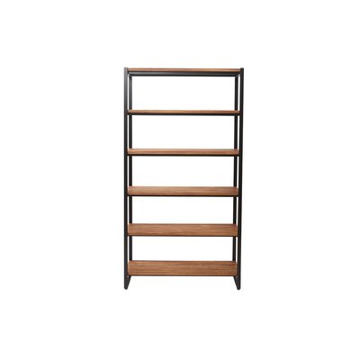 Bibliothèque industrielle ouverte en bois clair et métal noir L100 cm ARISTOTE MILIBOO