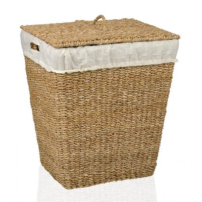 Panier à Linge Rectangulaire en Rotin et Intérieur en Lin WADIGA