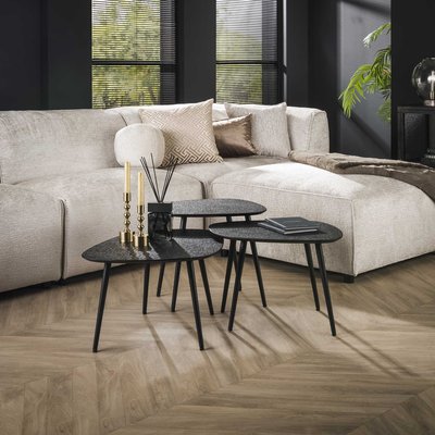 Table basse design organique finition anthracite (3 pièces) RALF PIER IMPORT