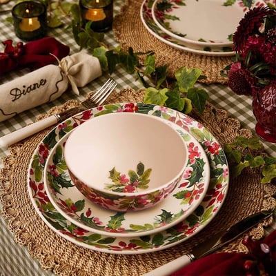12-Piece Botanic Garden Christmas Holly & Berries Dinner Set SPODE