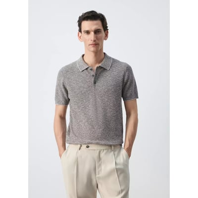 Polo côtelé en mélange de coton et lin MANGO MAN