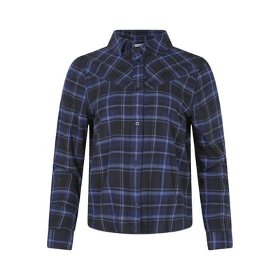 Chemisier blouse en coton marine à carreaux avec une coupe ajustée MUSTANG