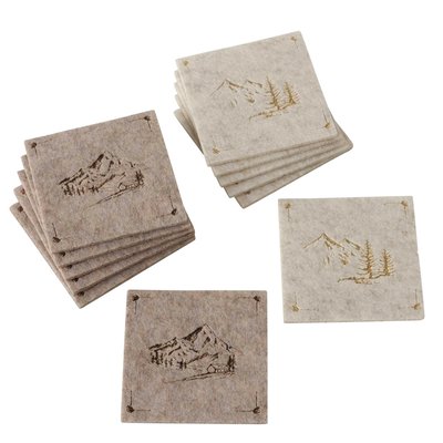 Set de 12 dessous de verre en feutre montagne 10x10cm WADIGA