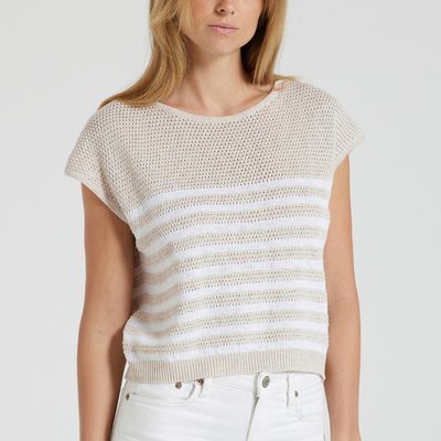 Gestreepte mouwloze trui met ronde hals NYAMA AMERICAN VINTAGE