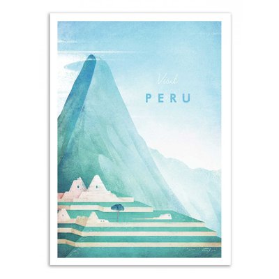 Affiche d’art et cadre noir 50 x 70 cm - Visit Peru - Henry Rivers WALL EDITIONS
