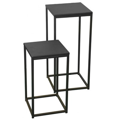 Set de 2 Sellettes en Métal Noir WADIGA