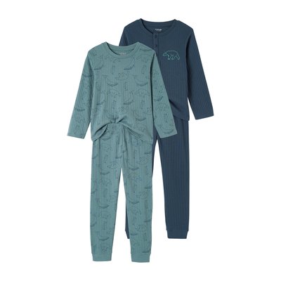 Lot de 2 pyjamas "ours" en maille côtelée VERTBAUDET