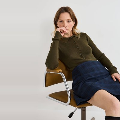 Pull col polo contenant du coton et cachemire MONOPRIX