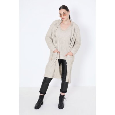 Gilet en maille torsade cote 6/2 avec capuche JEAN-MARC PHILIPPE