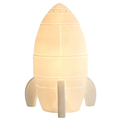 Kids White Ceramic Rocket Night Light SO'HOME